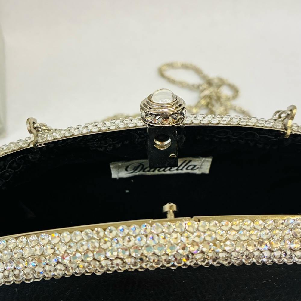 Daniella Tiny Purse W/ Rhinestones Handle & Cross-body Chain - Picture 5 of 7